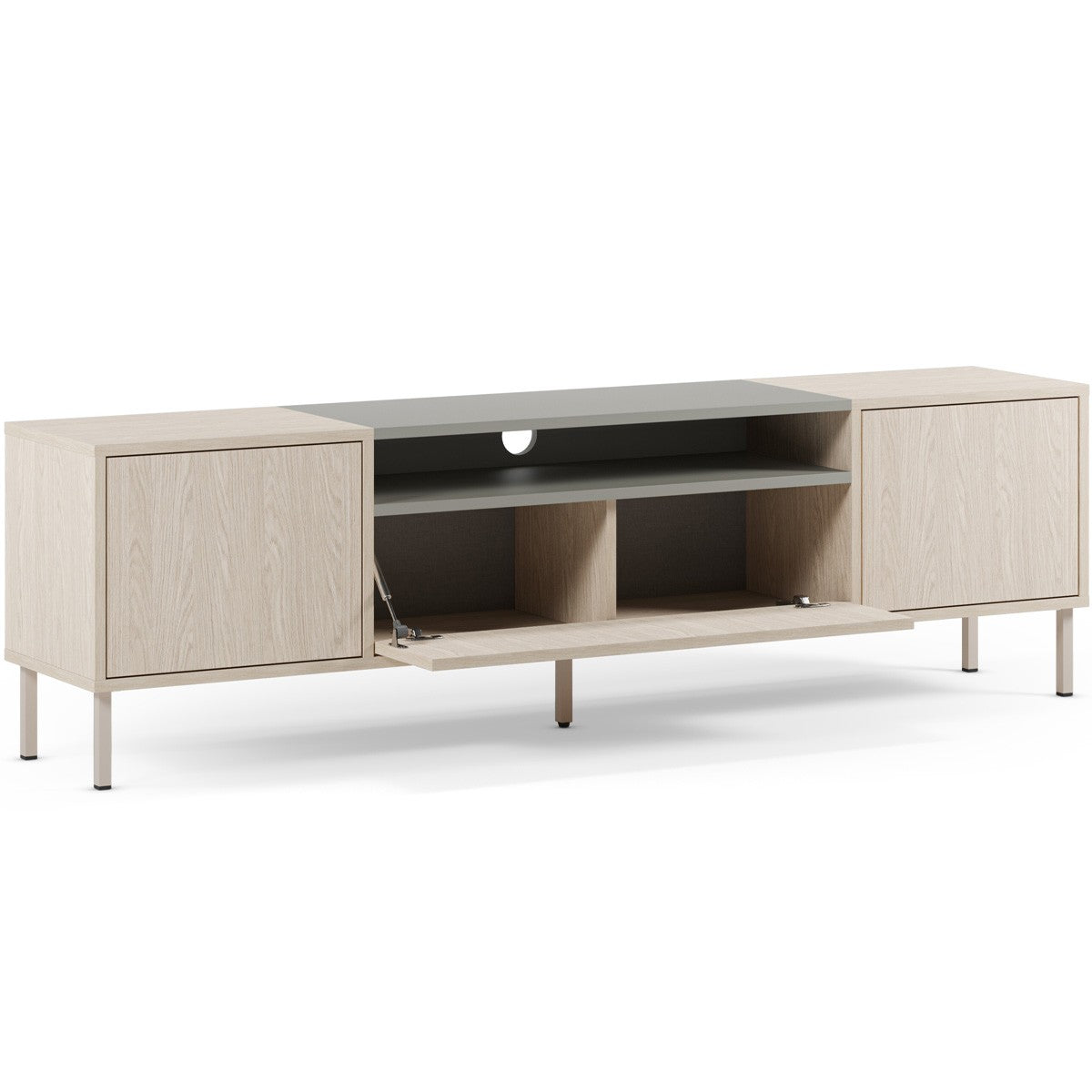 Amos - Meuble TV 3 Portes Chêne Clair 180 cm - Vert