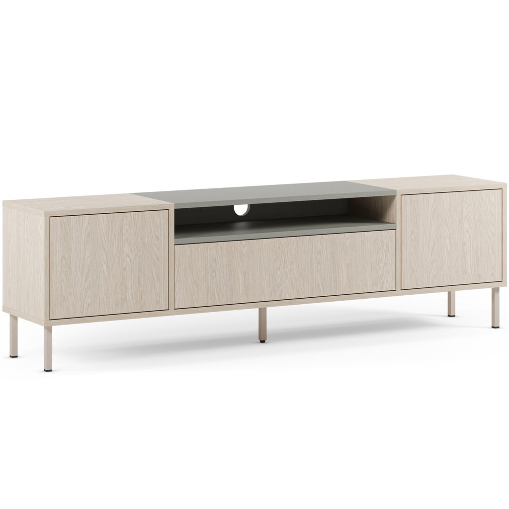 Amos - Meuble TV 3 Portes Chêne Clair 180 cm - Vert