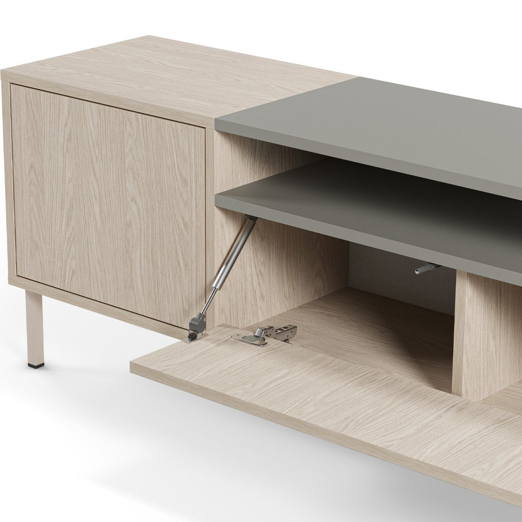 Amos - Meuble TV 3 Portes Chêne Clair 180 cm - Vert