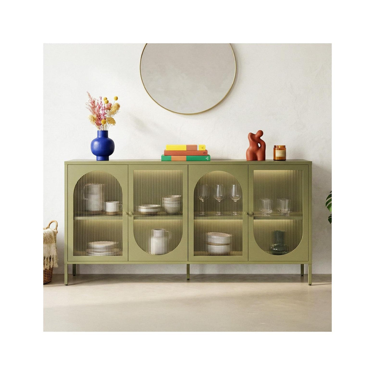 Ysia - Buffet 4 Portes en Métal 160 cm - Vert