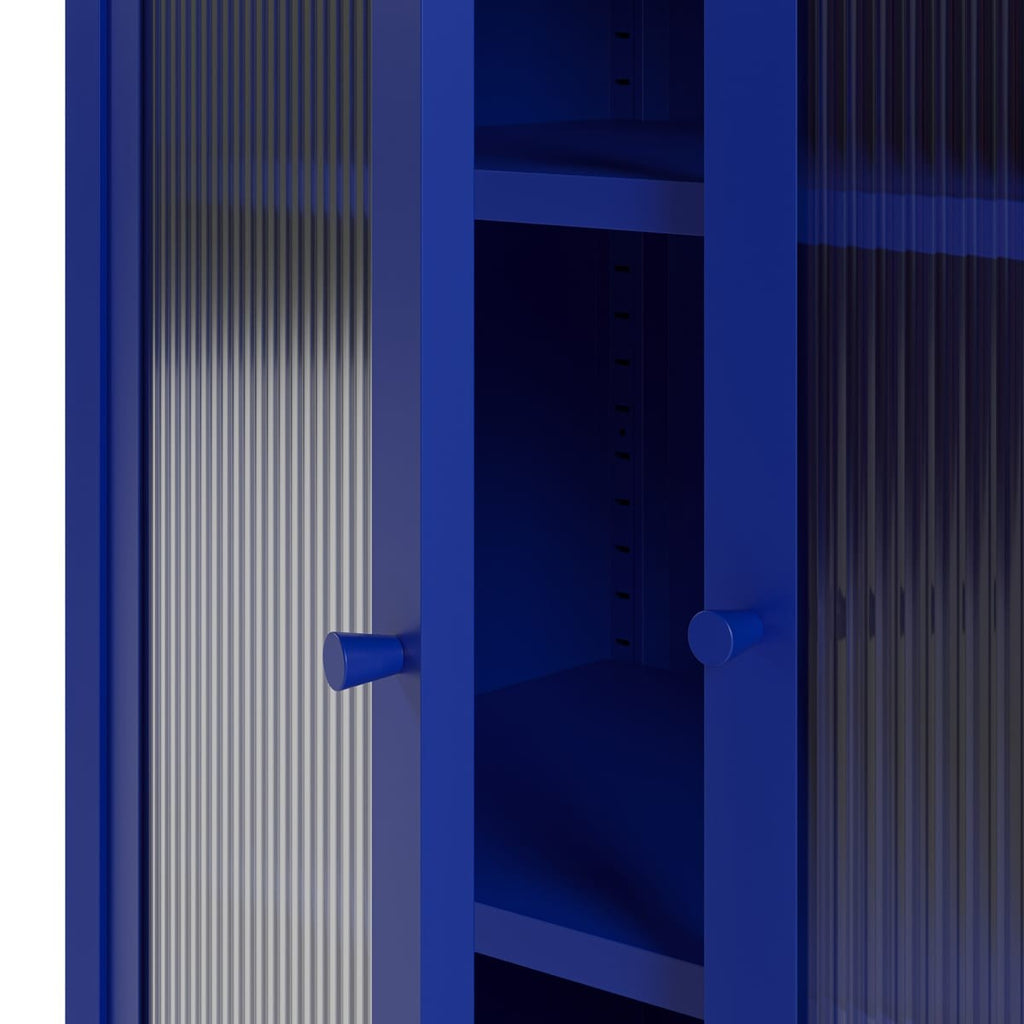 Ysia - Buffet 2 Portes en Métal 70 cm - Bleu Électrique