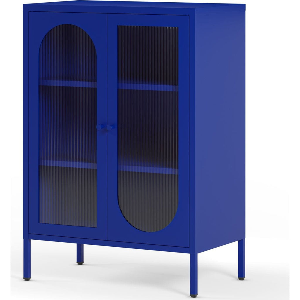 Ysia - Buffet 2 Portes en Métal 70 cm - Bleu Électrique