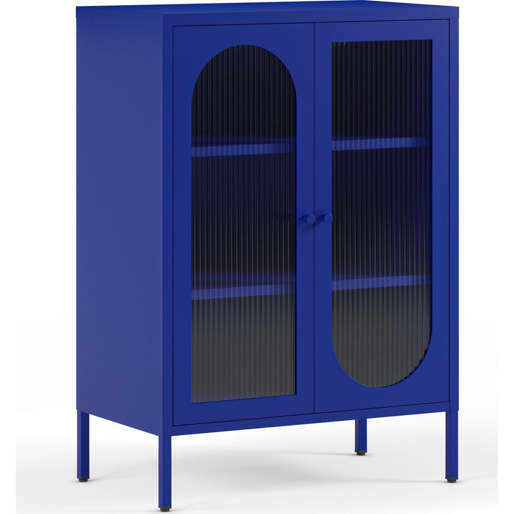 Ysia - Buffet 2 Portes en Métal 70 cm - Bleu Électrique