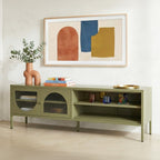 Ysia - Meuble TV 2 Portes 2 Niches en Métal 160 cm - Vert