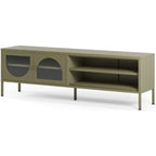 Ysia - Meuble TV 2 Portes 2 Niches en Métal 160 cm - Vert