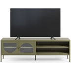 Ysia - Meuble TV 2 Portes 2 Niches en Métal 160 cm - Vert