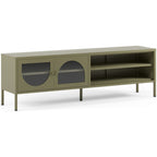 Ysia - Meuble TV 2 Portes 2 Niches en Métal 160 cm - Vert
