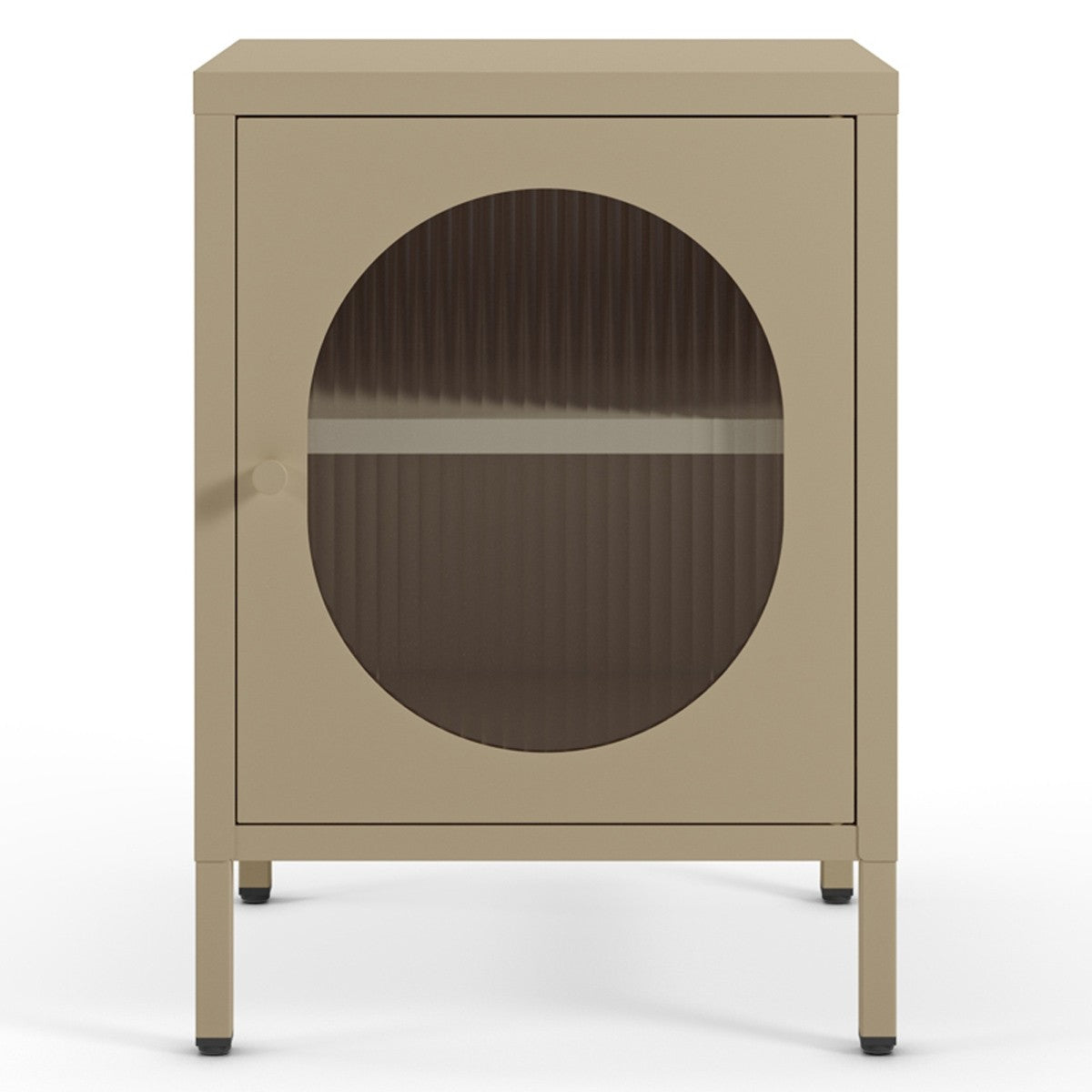 Ysia - Table de Chevet 1 Porte en Métal 40 cm - Beige