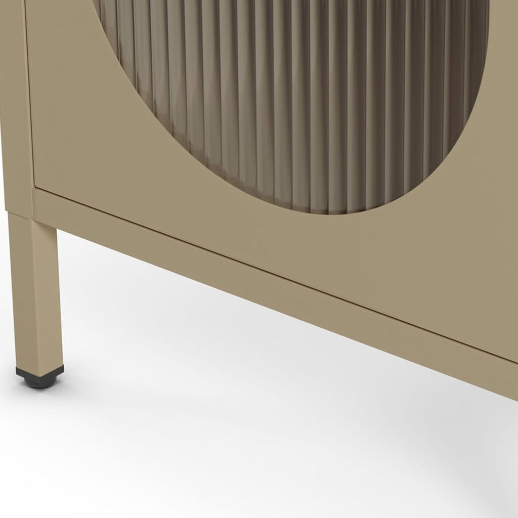 Ysia - Table de Chevet 1 Porte en Métal 40 cm - Beige