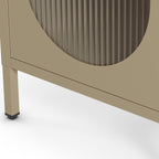 Ysia - Table de Chevet 1 Porte en Métal 40 cm - Beige