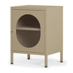 Ysia - Table de Chevet 1 Porte en Métal 40 cm - Beige