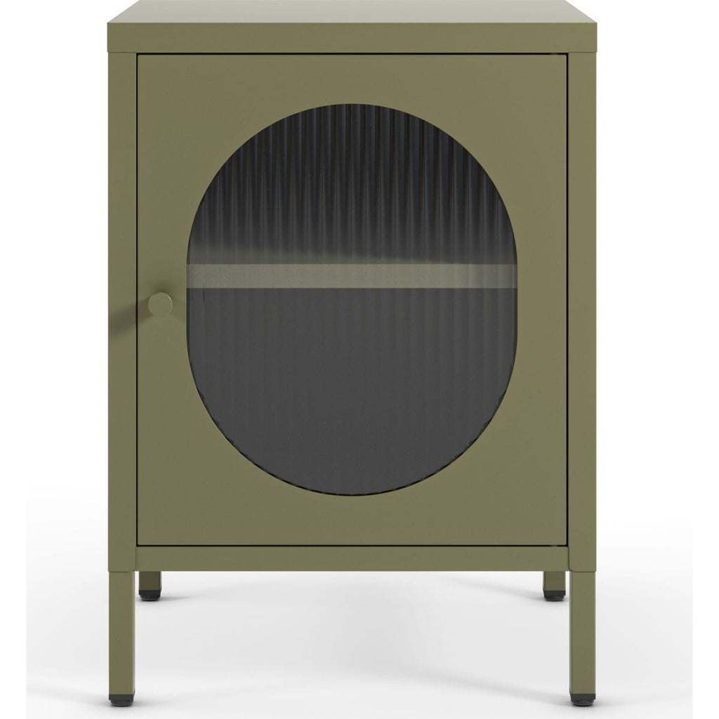 Ysia - Table de Chevet 1 Porte en Métal 40 cm - Vert