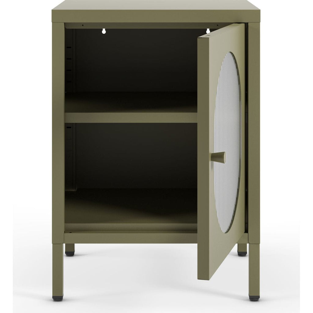 Ysia - Table de Chevet 1 Porte en Métal 40 cm - Vert