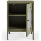 Ysia - Table de Chevet 1 Porte en Métal 40 cm - Vert