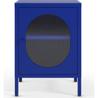 Ysia - Table de Chevet 1 Porte en Métal 40 cm - Bleu Électrique