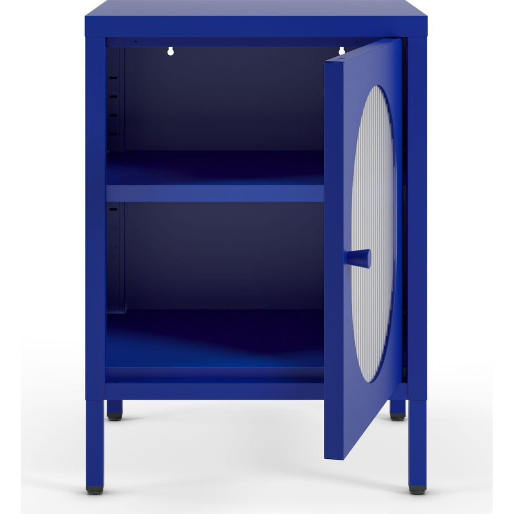Ysia - Table de Chevet 1 Porte en Métal 40 cm - Bleu Électrique