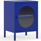 Ysia - Table de Chevet 1 Porte en Métal 40 cm - Bleu Électrique