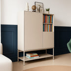 Zara - Buffet Haut 2 Portes 2 Niches 90 cm - Beige