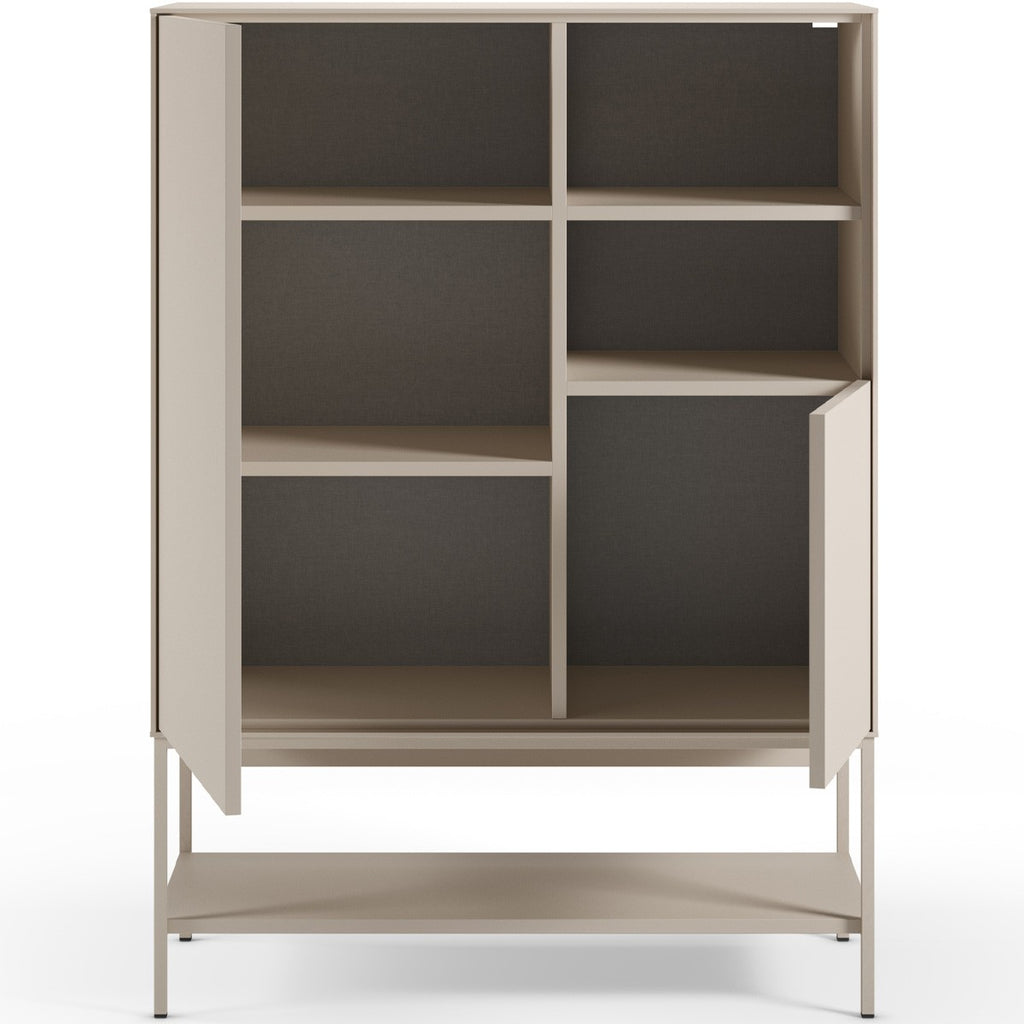 Zara - Buffet Haut 2 Portes 2 Niches 90 cm - Beige