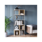 Elie - Bibliothèque 5 Niveaux en Métal et Décor Bois 70 cm - Beige