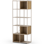 Elie - Bibliothèque 5 Niveaux en Métal et Décor Bois 70 cm - Beige