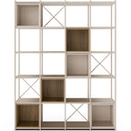 Elie - Bibliothèque 5 Niveaux en Métal et Décor Bois 140 cm - Beige