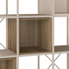 Elie - Bibliothèque 5 Niveaux en Métal et Décor Bois 140 cm - Beige