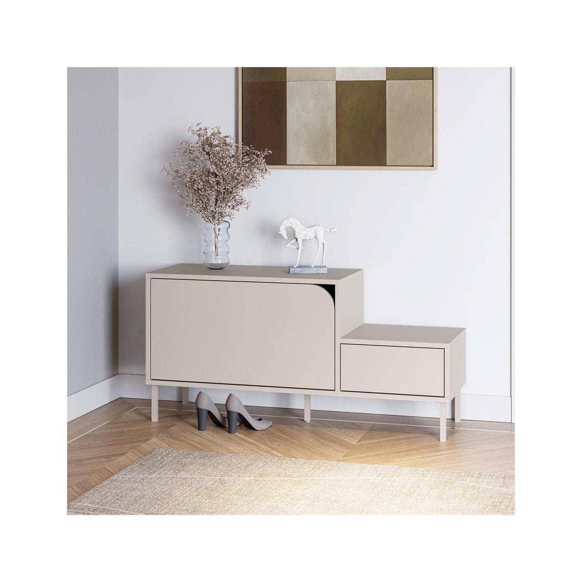Jonas - Meuble d'Entrée 2 Portes 120 cm - Beige