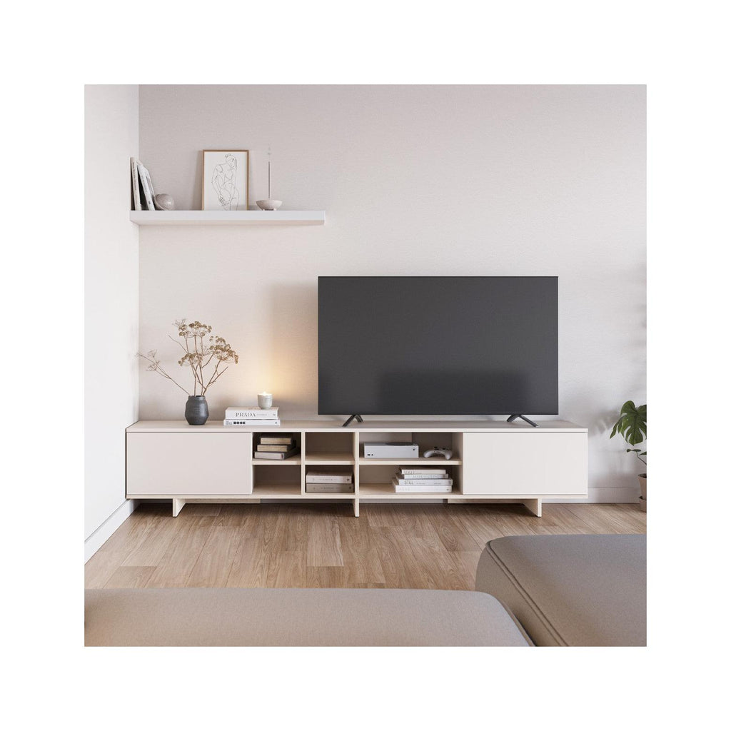 Alicia - Meuble TV 2 Portes Décor Chêne Clair 230 cm - Beige