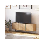 Ingo - Meuble TV 3 Portes Décor Chêne et Vert 140 cm - Bois