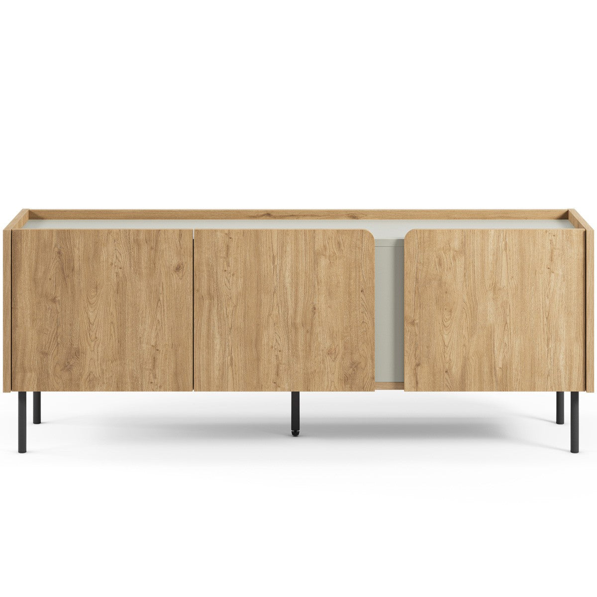 Ingo - Meuble TV 3 Portes Décor Chêne et Vert 140 cm - Bois