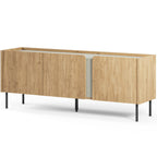 Ingo - Meuble TV 3 Portes Décor Chêne et Vert 140 cm - Bois