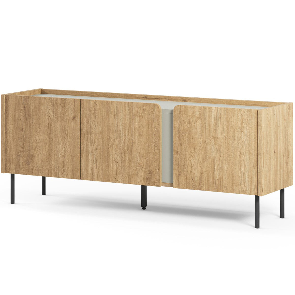 Ingo - Meuble TV 3 Portes Décor Chêne et Vert 140 cm - Bois