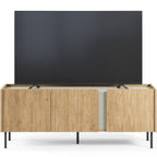 Ingo - Meuble TV 3 Portes Décor Chêne et Vert 140 cm - Bois