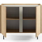 Ingo - Buffet 2 Portes Décor Chêne et Vert 100 cm - Bois
