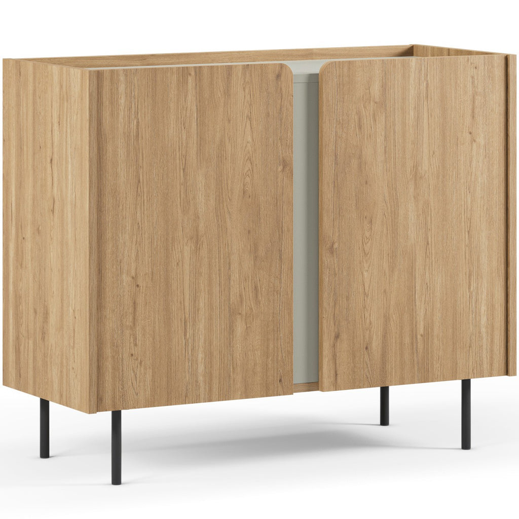 Ingo - Buffet 2 Portes Décor Chêne et Vert 100 cm - Bois