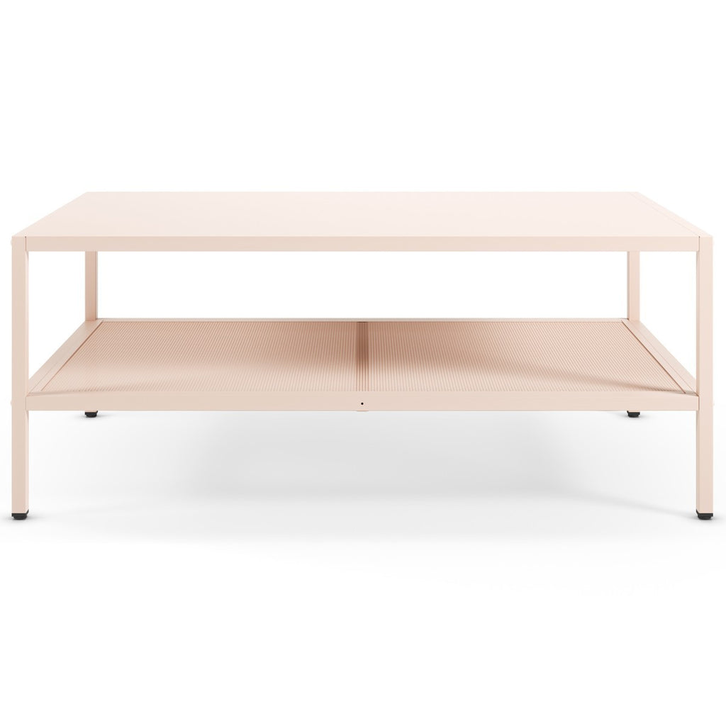 Ysia - Table Basse en Métal 100 x 60 cm - Rose Blush