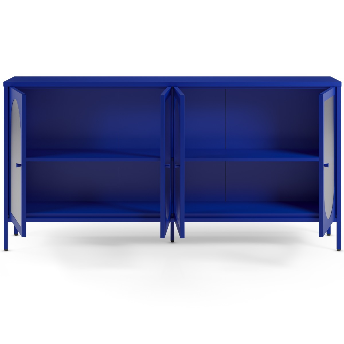 Ysia - Buffet 4 Portes en Métal 160 cm - Bleu Électrique