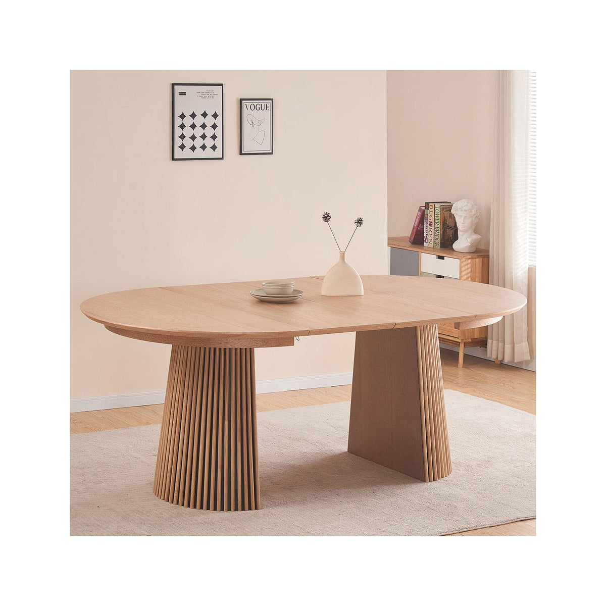 Ada - Table à Manger Ronde Extensible en 4 à 8 Personnes - 120/200 cm - Bois