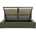 Arno - Lit Coffre Adulte 140x190 cm avec Sommier et Tête de Lit Matelassée en Velours Côtelé - Vert Kaki