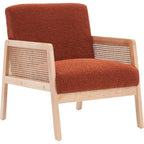 Mani - Fauteuil en Cannage et Tissu Bouclé - Rouille