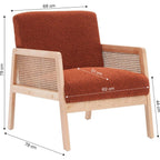 Mani - Fauteuil en Cannage et Tissu Bouclé - Rouille