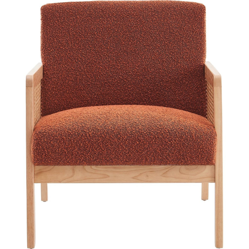 Mani - Fauteuil en Cannage et Tissu Bouclé - Rouille