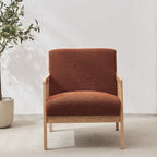 Mani - Fauteuil en Cannage et Tissu Bouclé - Rouille