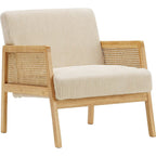 Mani - Fauteuil en Cannage et Velours Côtelé - Beige