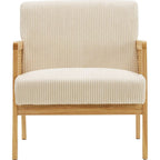 Mani - Fauteuil en Cannage et Velours Côtelé - Beige
