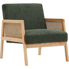 Mani - Fauteuil en Cannage et Velours Côtelé - Vert Kaki