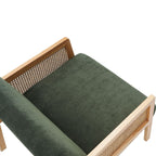 Mani - Fauteuil en Cannage et Velours Côtelé - Vert Kaki