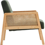Mani - Fauteuil en Cannage et Velours Côtelé - Vert Kaki