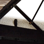 Ava - Lit Coffre Adulte 140x190 cm avec Tête de Lit Capitonnée en Tissu Bouclé - Beige
